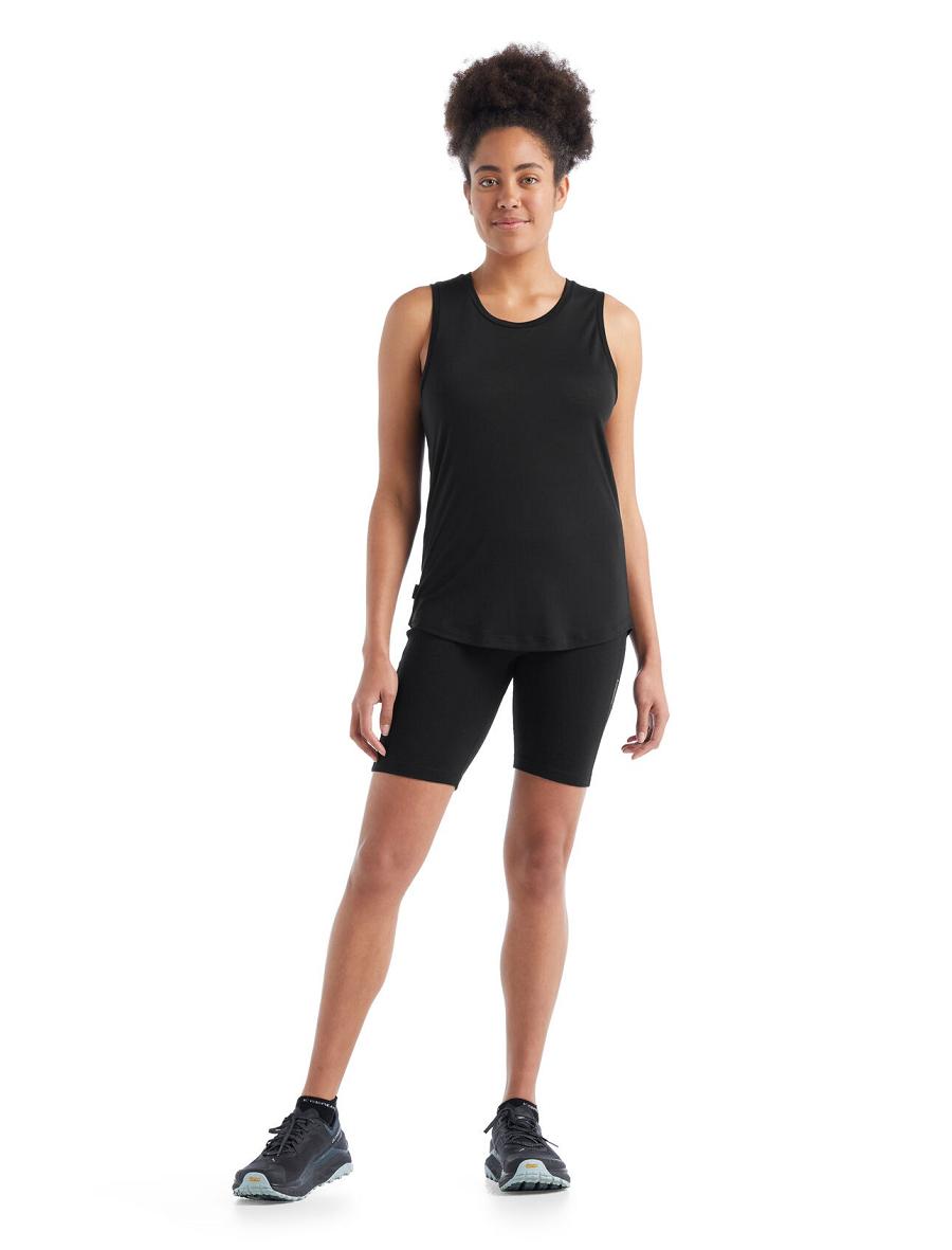 Black Women's Icebreaker Merino Sphere II Tank T Shirts | USA 1572RVDW